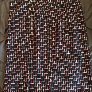 NWT Talbots Navy Blue and Red Patterned Pencil Skirt